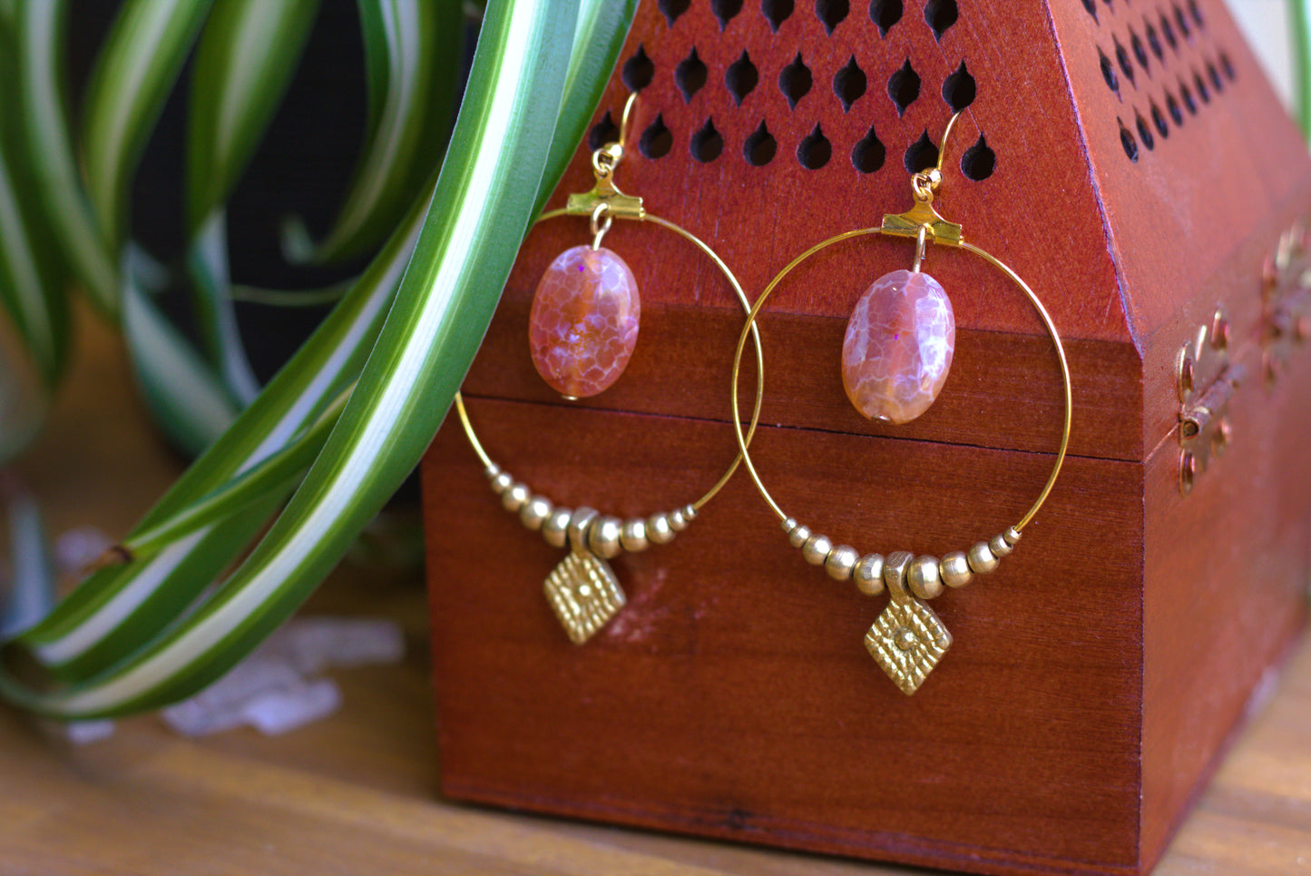 Cornaline earrings with charms