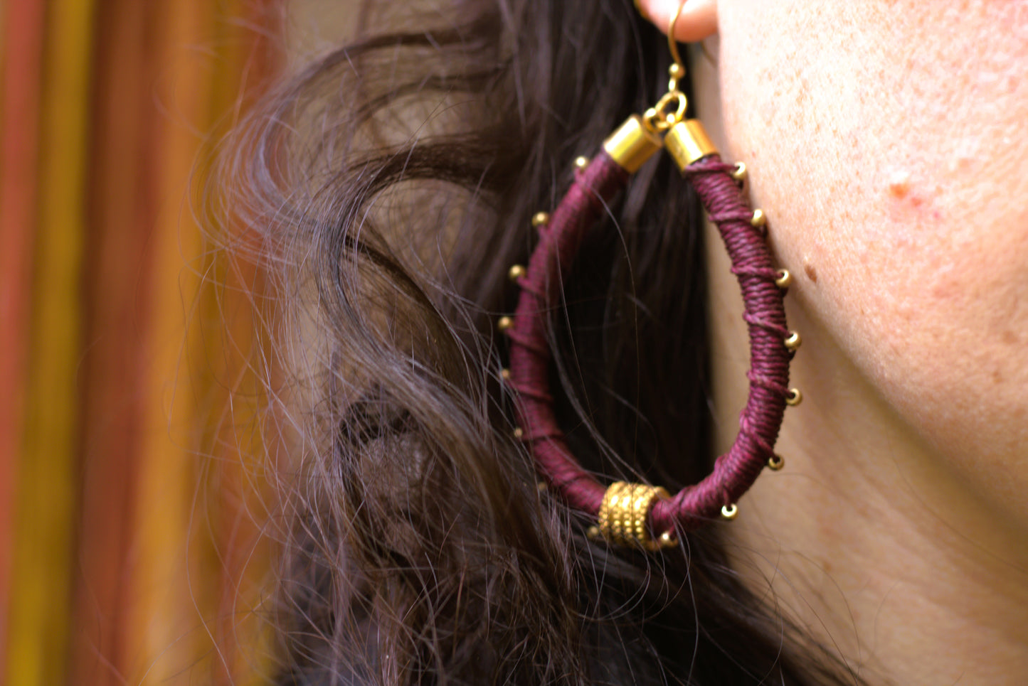Marron earrings with beads