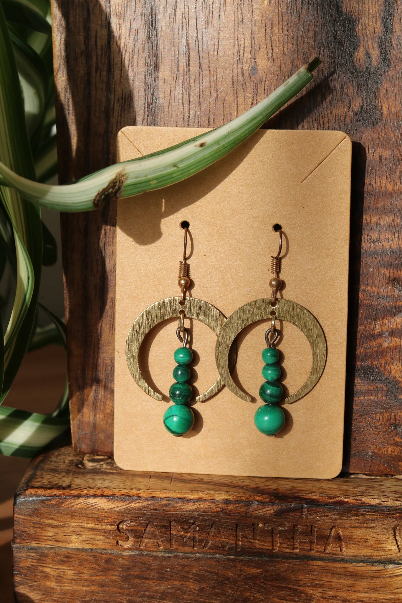 Earrings with Malachite