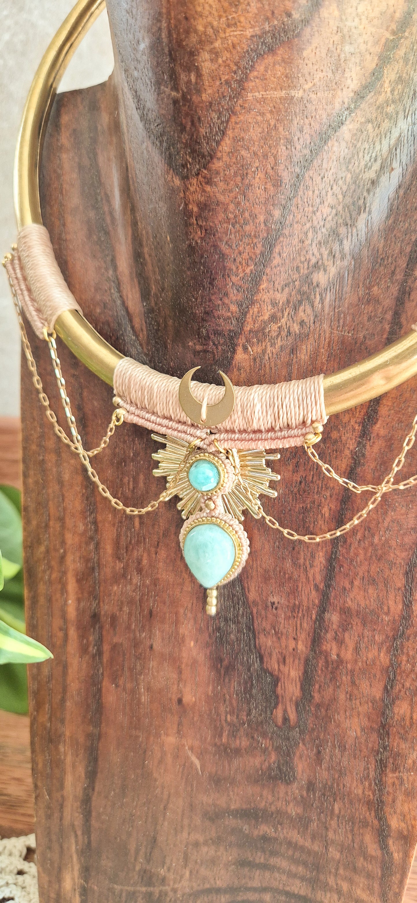 Thetis – Customisable Brass Torque Choker (Handmade Micro‑Macramé)