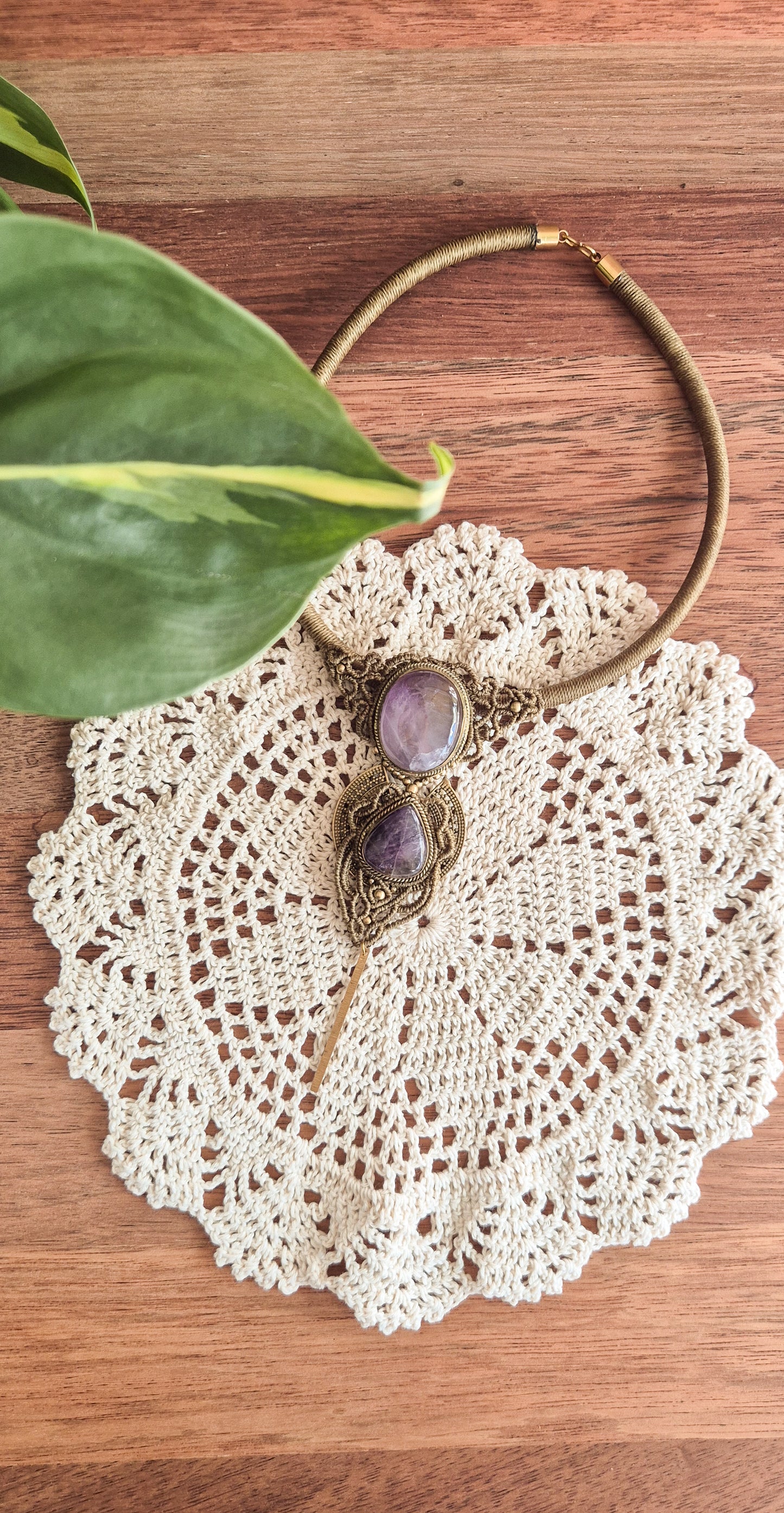 Persephone – Double Amethyst Micro‑Macramé Choker (Handmade in Australia)