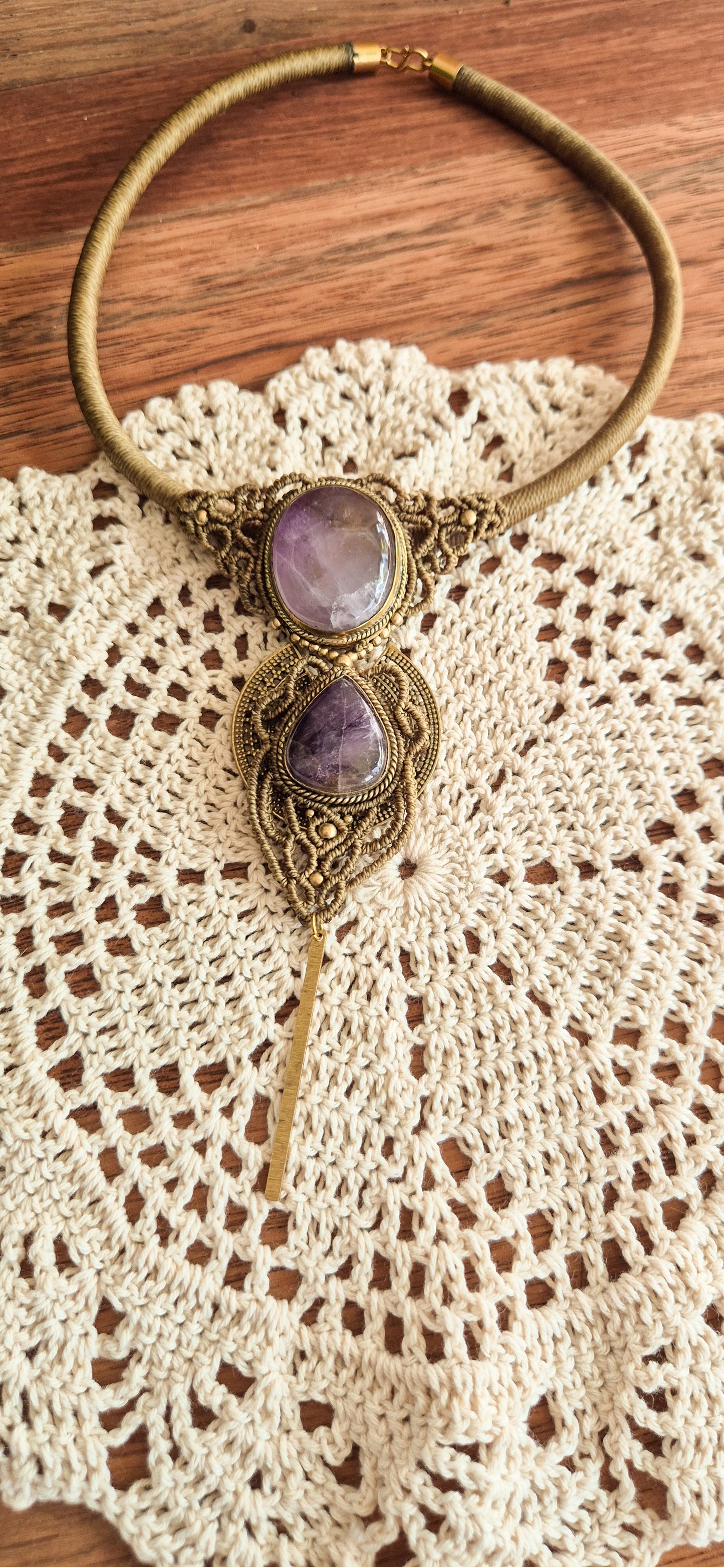 Persephone – Double Amethyst Micro‑Macramé Choker (Handmade in Australia)