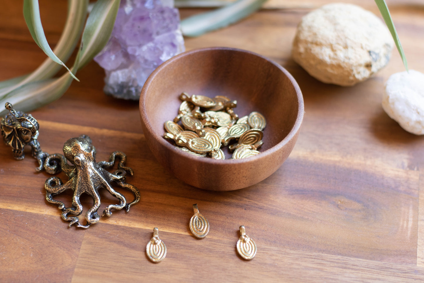Oval shaped raw brass charms
