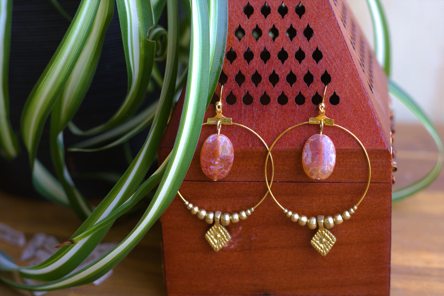 Cornaline earrings with charms