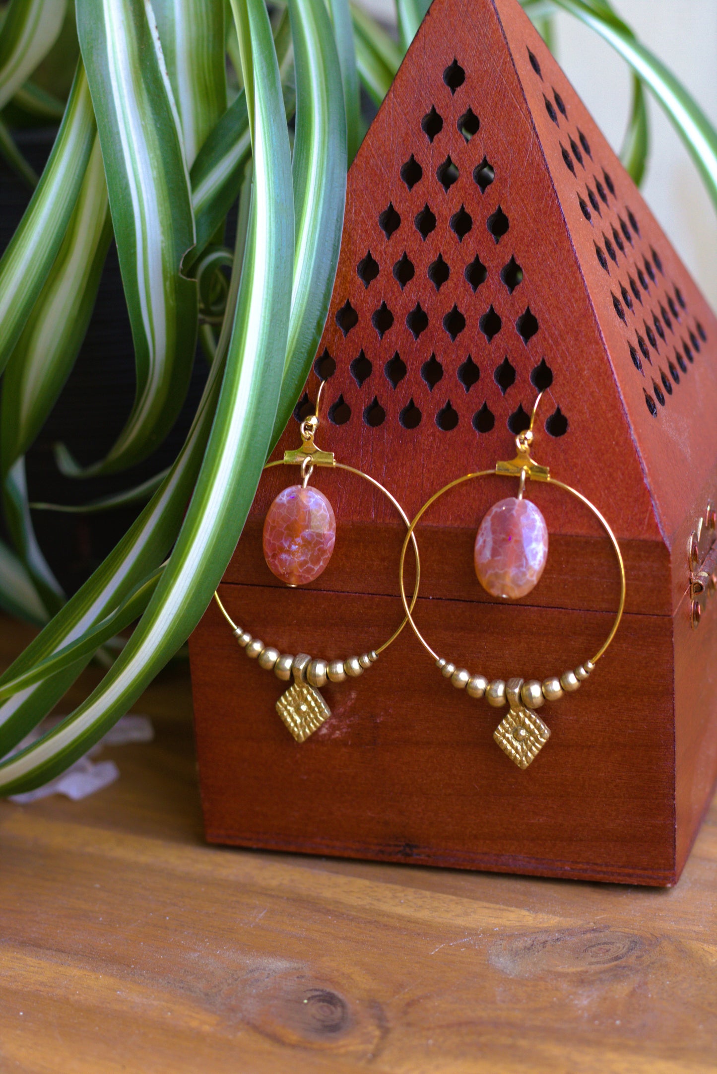 Cornaline earrings with charms